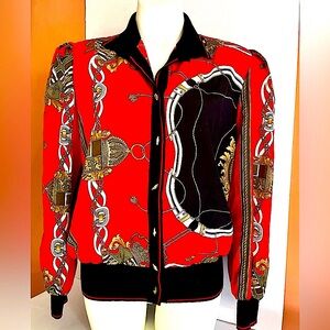 Vintage  GDT TOO Baroque Print Blouse Cardigan Shirt Top